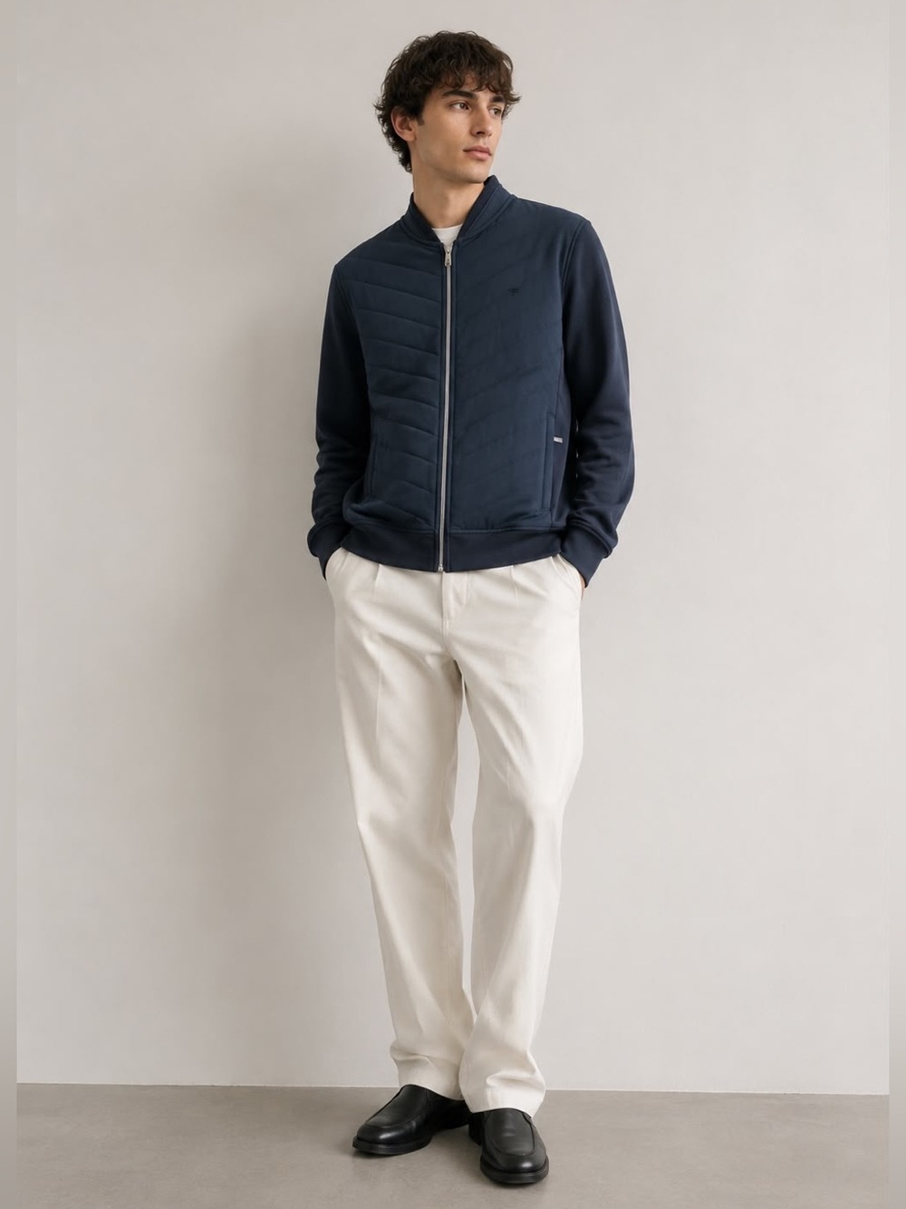 Fynch-Hatton Quilted Zip Jacket – Navy – L